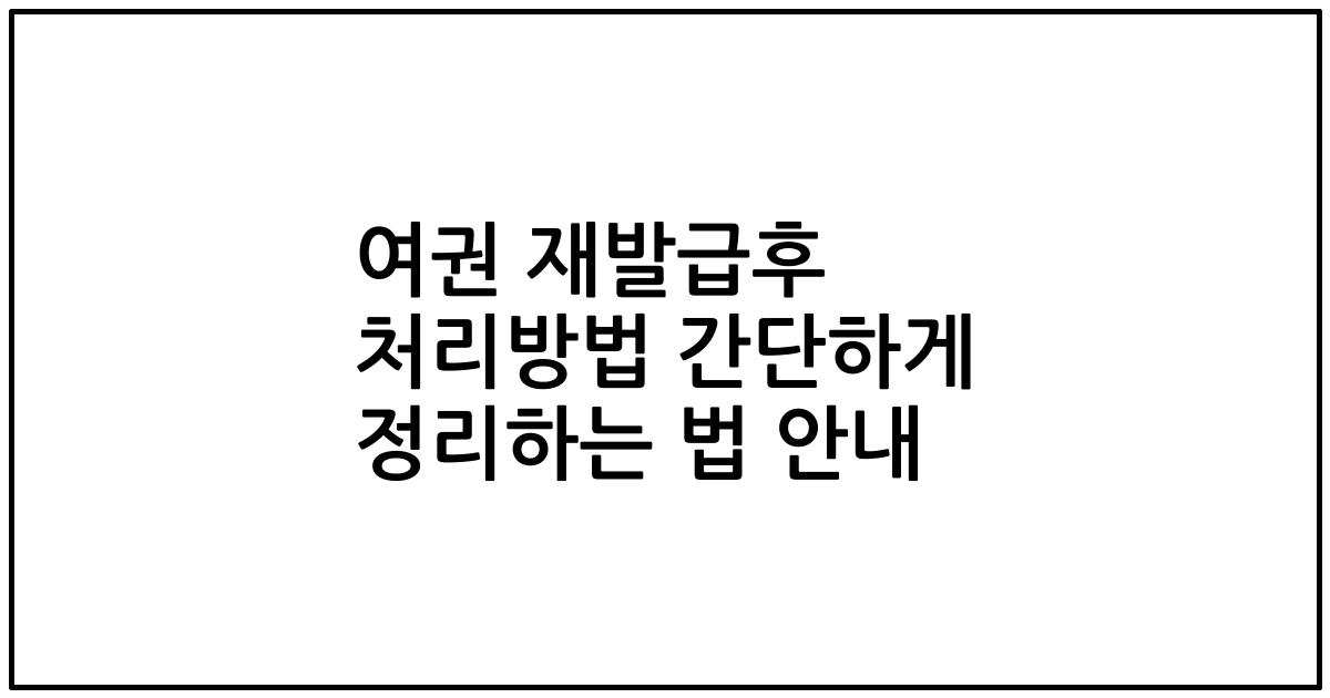 여권 재발급후 처리방법 간단하게 정리하는 법 안내