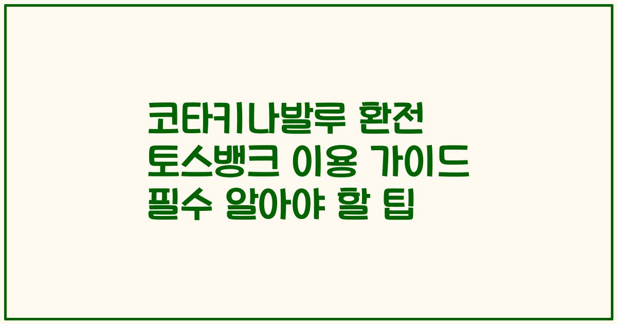 코타키나발루 환전 토스뱅크 이용 가이드 필수 알아야 할 팁
