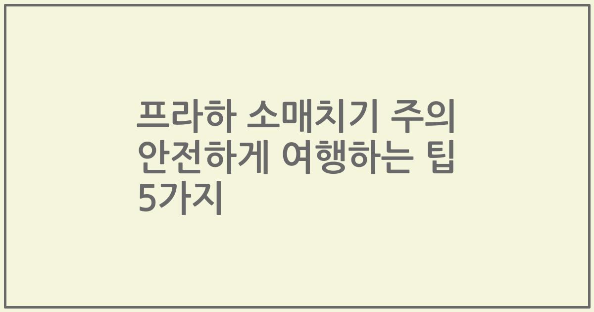 프라하 소매치기 주의 안전하게 여행하는 팁 5가지