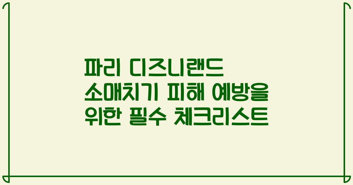 파리 디즈니랜드 소매치기 피해 예방을 위한 필수 체크리스트