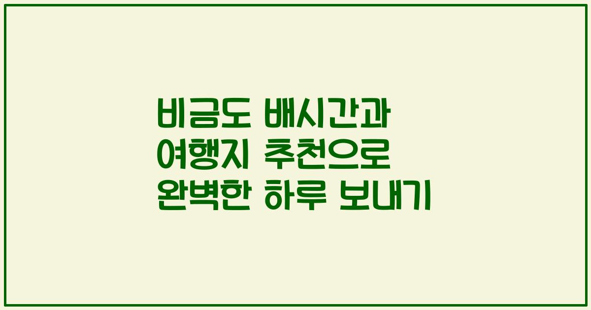 비금도 배시간과 여행지 추천으로 완벽한 하루 보내기