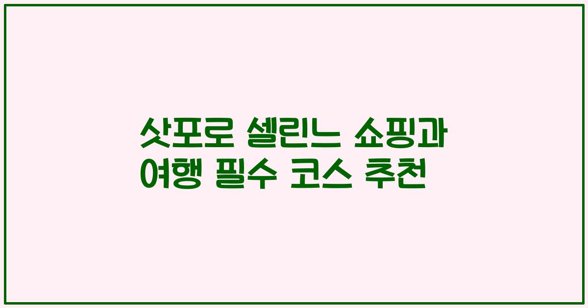 삿포로 셀린느 쇼핑과 여행 필수 코스 추천