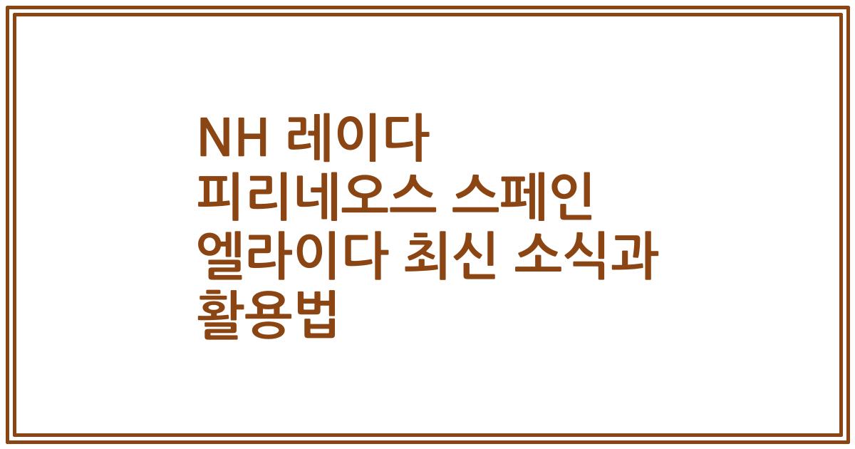 NH 레이다 피리네오스 스페인 엘라이다 최신 소식과 활용법