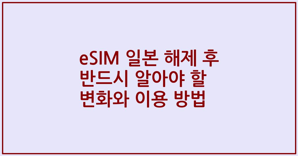 eSIM 일본 해제 후 반드시 알아야 할 변화와 이용 방법