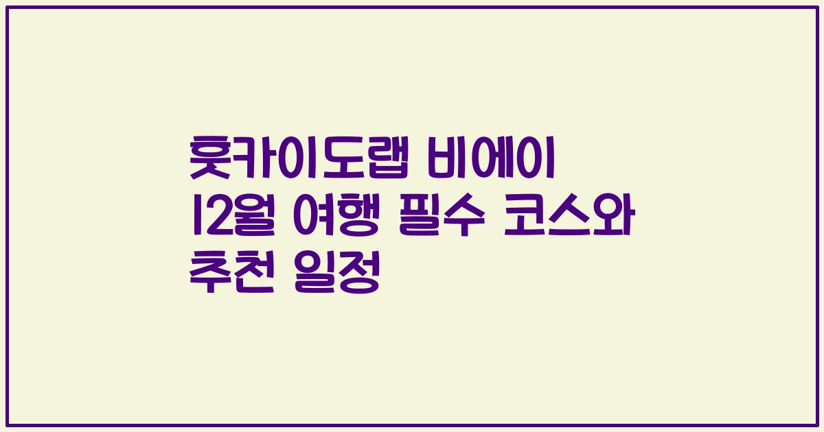 훗카이도랩 비에이 12월 여행 필수 코스와 추천 일정